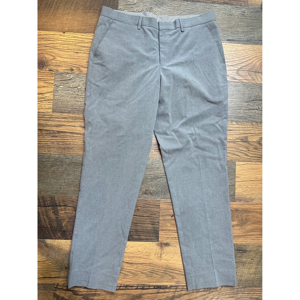 Express Slim Stretch Wrinkle Resistant Dress Pants Mens 34x34 Gray Flat Front